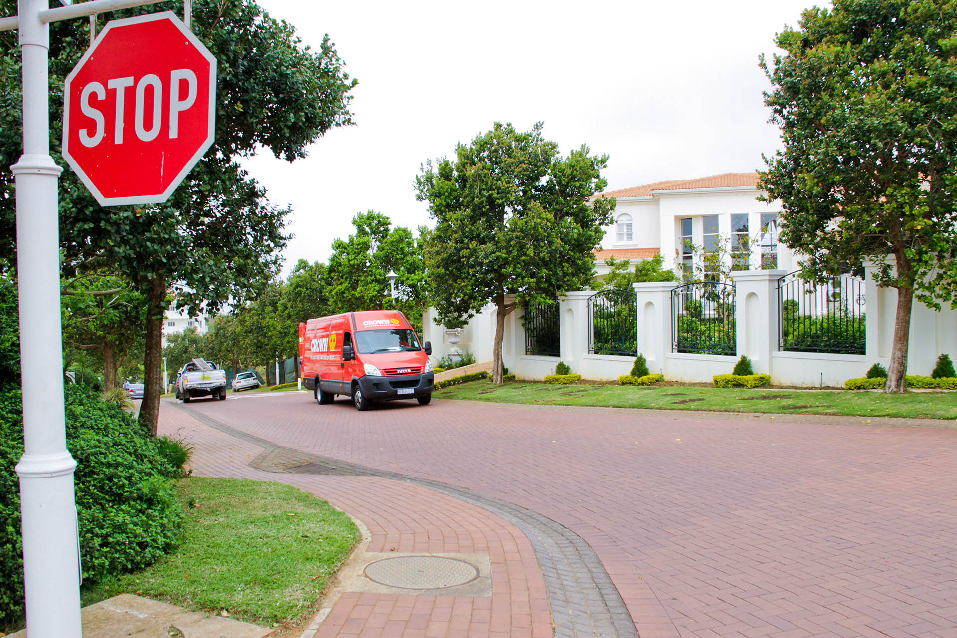 Crown Relocations truck in residential street in Durban, South Africa