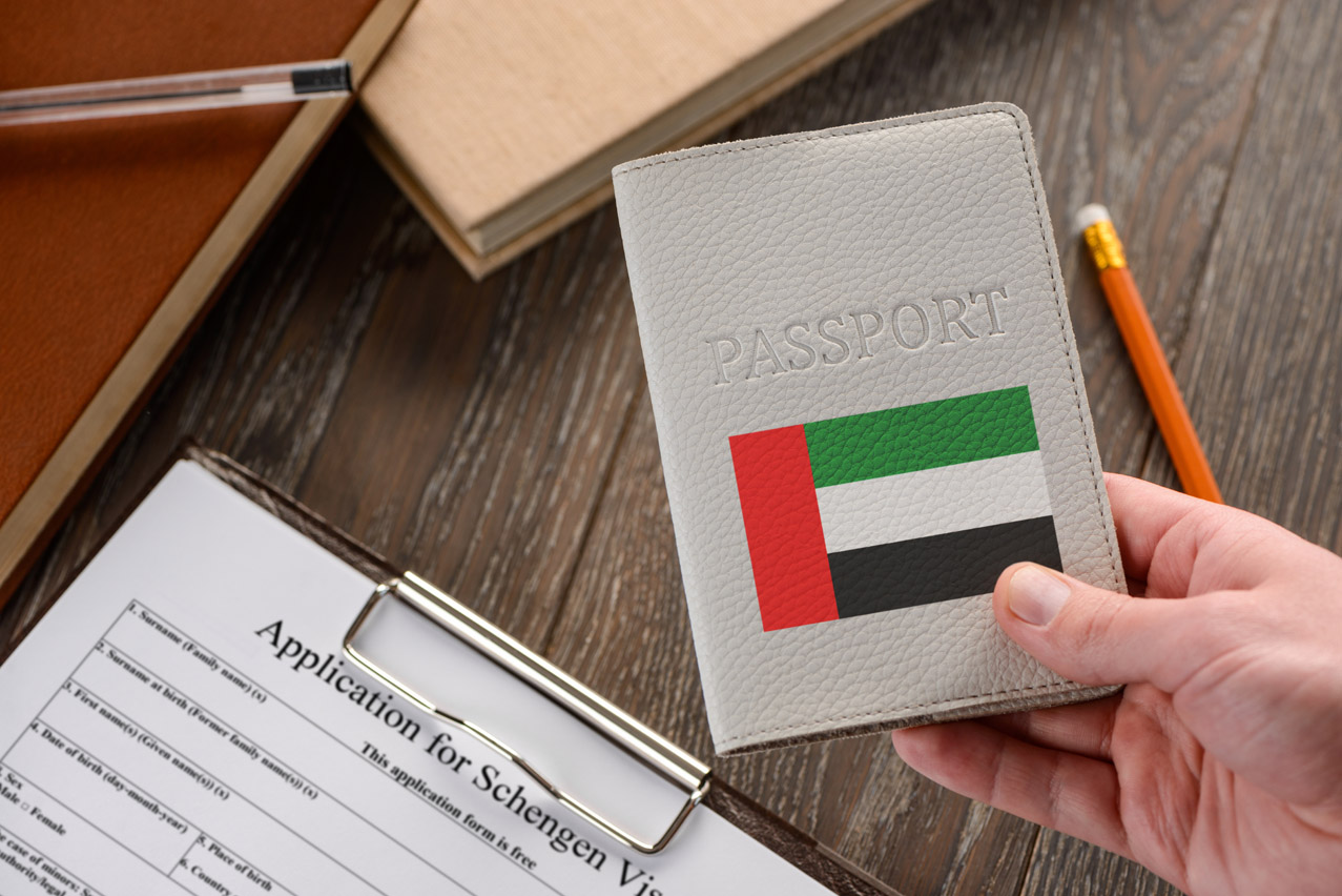 Passport cover with UAE flag
