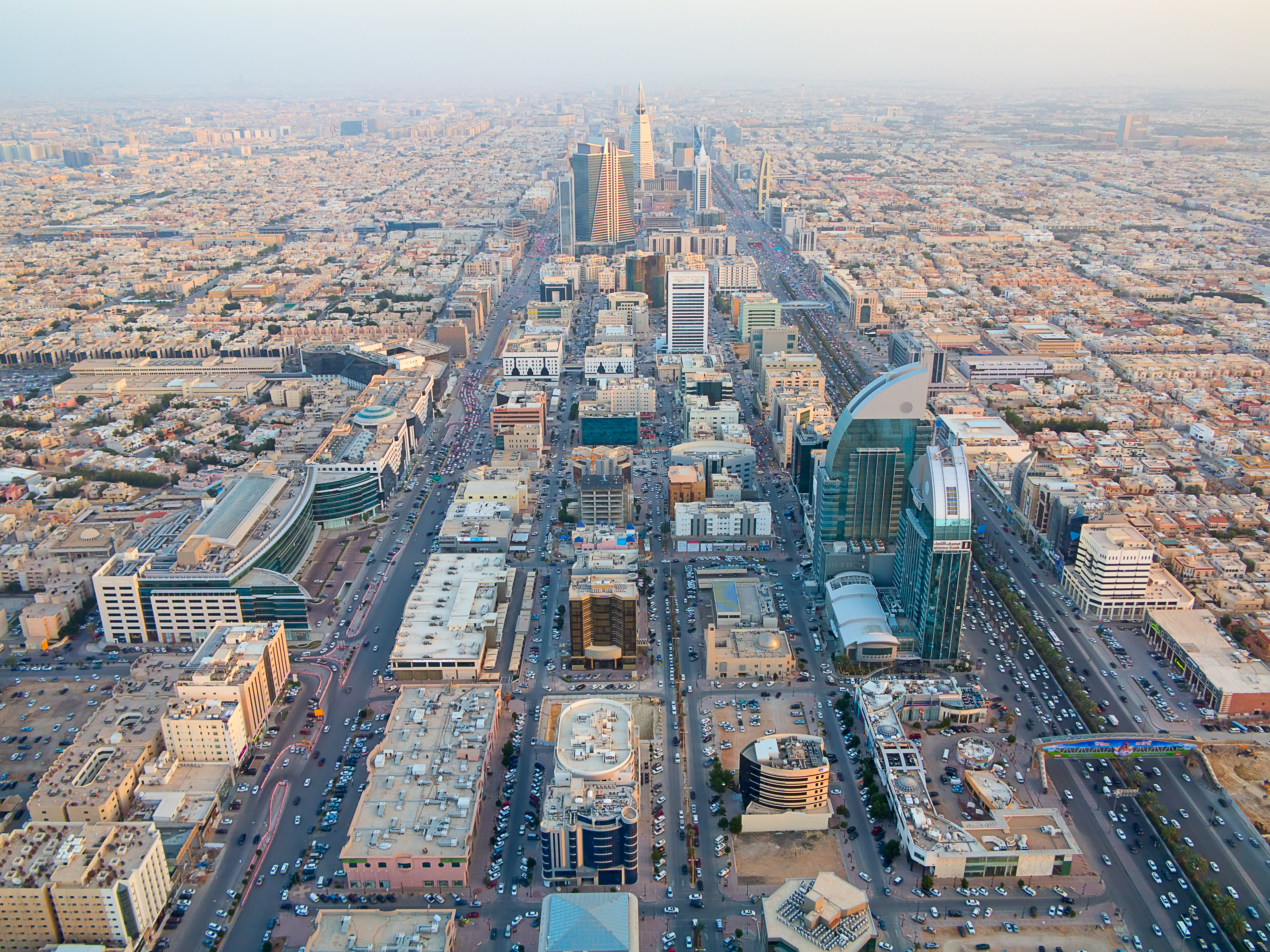 Arial View of Downtown Riyadh , Saudi Arabia 