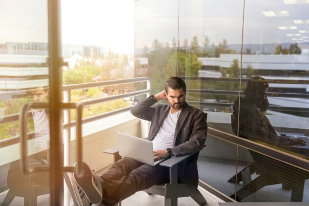 Remote worker with feet up