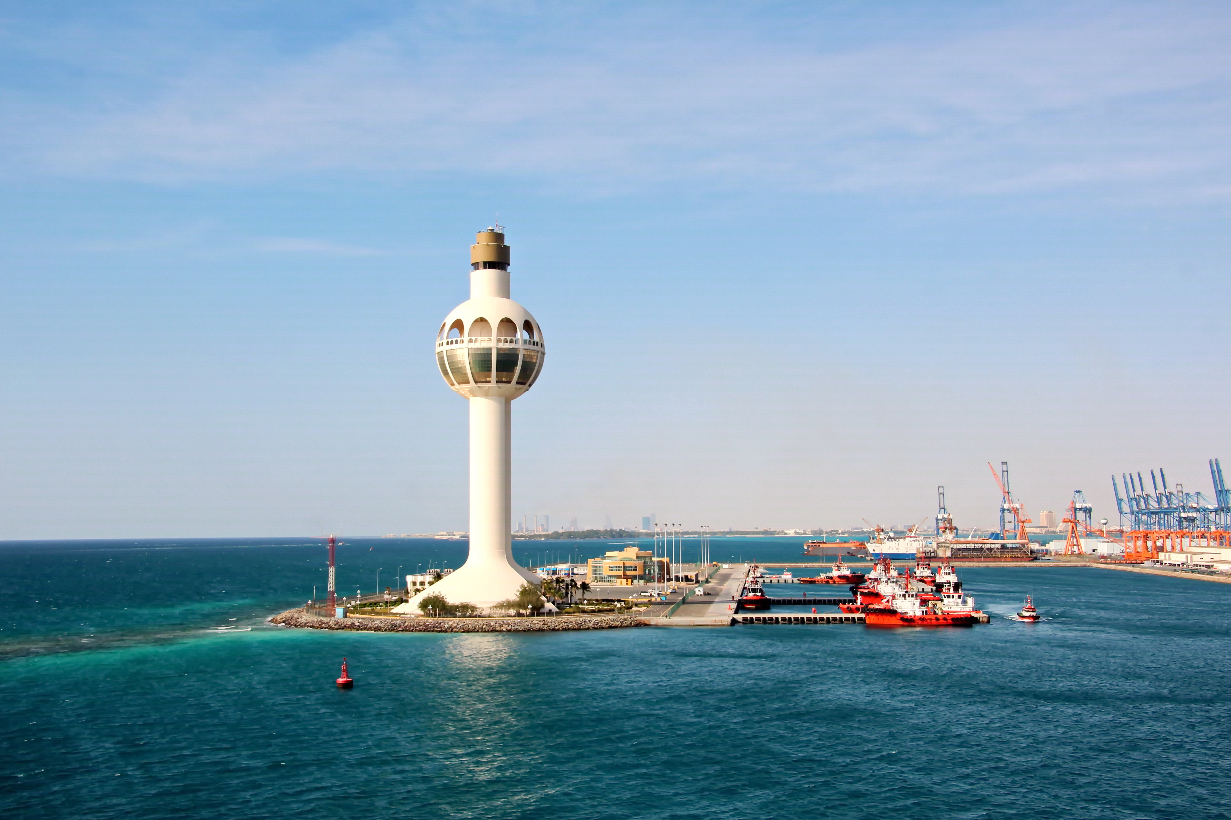 Lighthouse at the Port of Jeddah, Saudi Arabia 