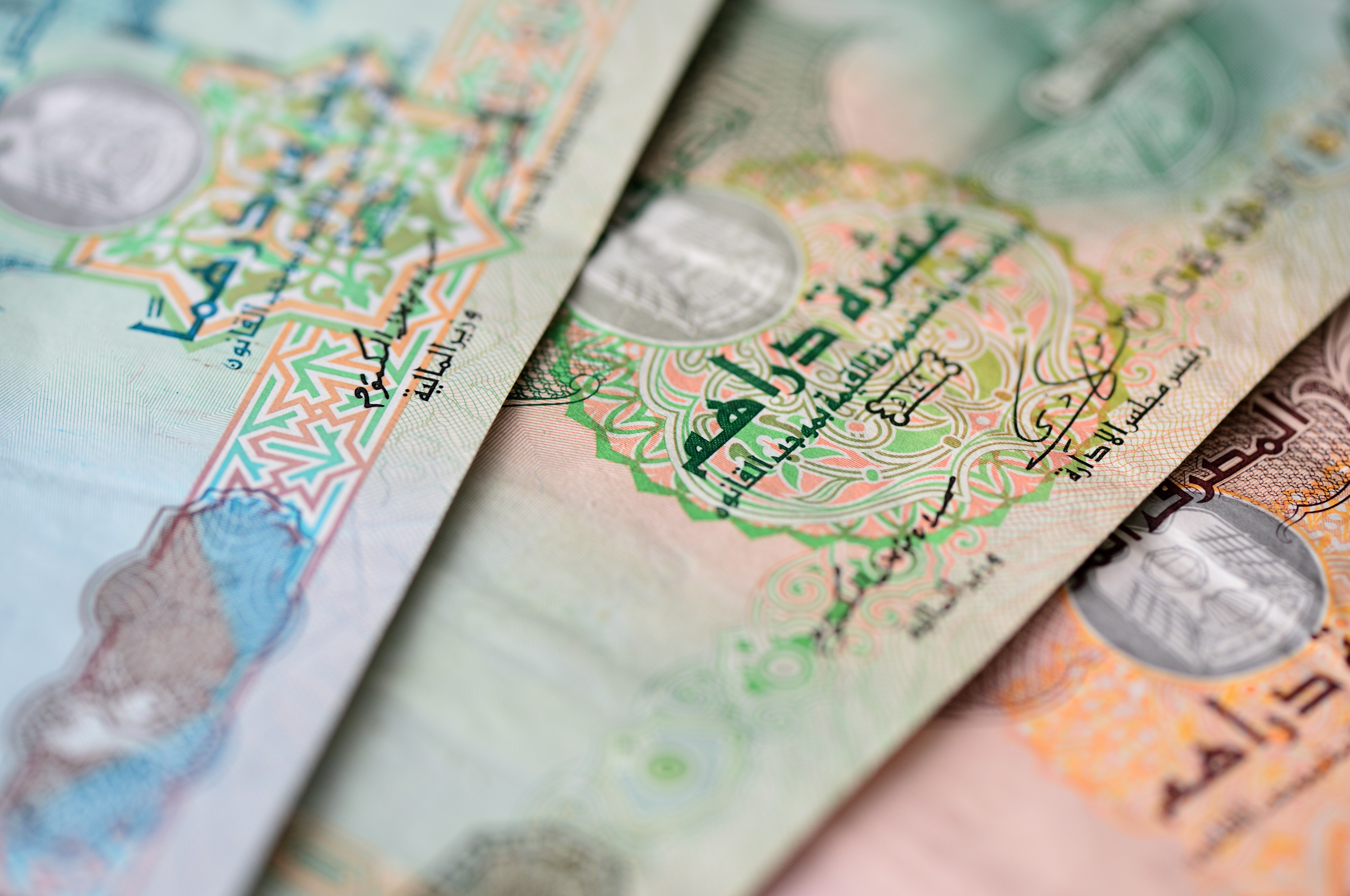 close up of United Arab Emirates Dirhams 